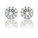 14k White Gold Diamond Earring Jackets for 1/2 Carat Stud Earrings (1/2 cttw, I-J Color, I1-I2 Clarity)