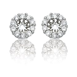 14k White Gold Diamond Earring Jackets for 1/2 Carat Stud Earrings (1/2 cttw, I-J Color, I1-I2 Clarity)