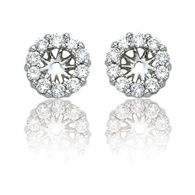 14k White Gold Diamond Earring Jackets for 1/2 Carat Stud Earrings (1/2 cttw, I-J Color, I1-I2 Clarity)