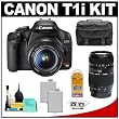 Canon EOS Rebel T1i 15.1MP Digital SLR Camera (Black) with Canon EF-S 18-55mm IS + 55-250mm f/4.0-5.6 Zoom Lens + (2) LP-E5 Battery Packs + Case + Accessory Kit