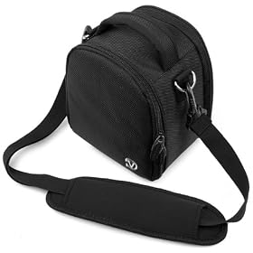 SumacLife Laurel Edition Compact Black Nylon Camera Carrying Bag for Panasonic Camera with Adjustable Shoulder Strap for Panasonic Interchangeable Lens Models Lumix DMC-FZ150K /Lumix DMC-FZ47/ Lumix DMC-GF2K /Lumix DMC-G3K /Lumix DMC-GH2K /Lumix DMC-GH2KK /Lumix DMC-GF3C /Lumix DMC-GF3KK /Lumix DMC-