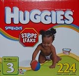 Huggies Size 3 (16-28lbs) 224 Diapers