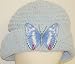 Hand Crocheted Light Blue Rayon Cotton Gimp Floppy Hat with Butterfly