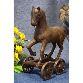 Cast Iron Replica Pull Toy Horse W/ Wheels REDUCED!