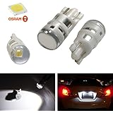 iJDMTOY (2) Cool White 168 194 2825 W5W LED Replacement Bulbs For Car License Plate Lights (Powered By Osram)