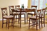 IMAGE OF 7pc Counter Height Dining Table & Stools Set Walnut Finish