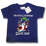 Dirty Fingers  My First Christmas, Spoil Me!  Baby & Toddler T-shirt 0-6 months, Navy Blue
