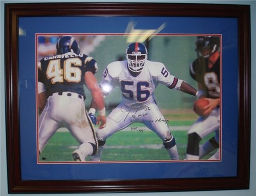 Lawrence Taylor Autographed/Hand Signed 20 x 30 New York Giants Canvas Print - Custom Framed