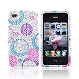 For Verizon AT&T Apple iPhone 4 Bling Hard Case Cover Circles PURPLE
