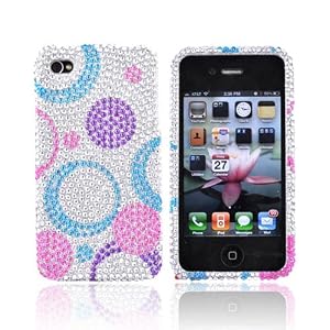 For Apple iPhone 4 Bling Hard Case Cover Circles PURPLE