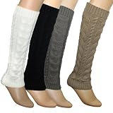 Cable Knit Trimmed Classic Boot Shaft Style Soft Acrylic Leg Warmer - Various Design & Colors