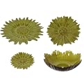 Flower Bowl and Plates - Green/ Brown