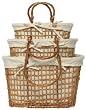 Willow Oval Magazine Baskets With Cotton Liners Set / 3 Large=18"L x 11 1/2"H x 10 1/4"W