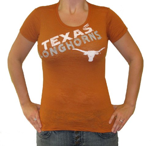Texas Longhorns Womens Burnout Slim Fit Texas Orange T-Shirt by Step Ahead