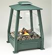 Forest Green Pagoda Style Indoor Outdoor Patio Firepit, Cover and Gel Fuel