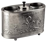 Old Dutch 12 x 6 x 9 Antique Embossed Pewter Two Bottle Wine Chiller