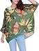 Allegra K Women's Scoop Neck Feather Chiffon Plus Size Blouse Batwing Top L Green