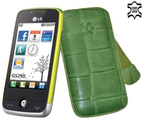 Suncase Ledertasche (Lasche mit R&uuml;ckzugfunktion) f&uuml;r LG GS290 Cookie Fresh croco-gr&uuml;n Preisvergleich