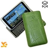 Suncase Leder Tasche f&uuml;r Nokia E7-00 croco gr&uuml;n