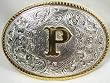 SILVER/GOLD PLATED  MONOGRAM LETTER "P" BELT BUCKLE
