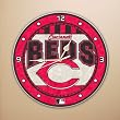 Cincinnati Reds 12in Art Glass Clock MLB Baseball Fan Shop Sports Team Merchandise
