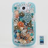BlingAngels® 3D Luxury Swarovski Crystal Diamond Blue Design Case Cover for Samsung Galaxy S3 S III i9300 fits Verizon, AT&T, T-mobile, Sprint and other Carriers (Handcrafted by BlingAngels)