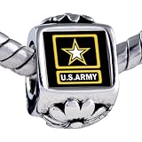 Pugster Silver Plated Photo Bead Character Army Photo Flower European Charm Beads Fits Pandora Bracelet