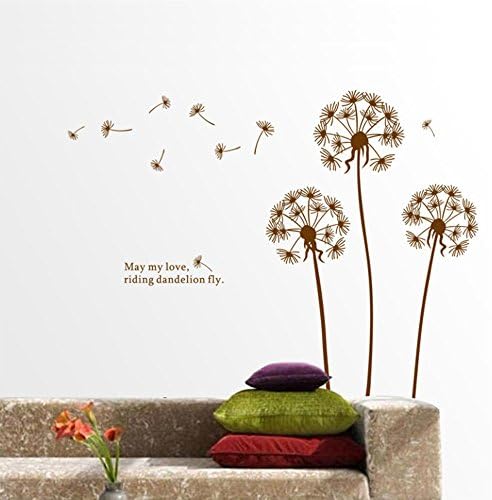 Dandelion Pattern Removable PVC DIY Wall Sticker Contemporary Art Decor Decal (130cm X 150cm, Brown)