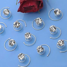 Single Stone Silver Bridal Hair Twists (Pack of 12) Single Stone Silver Bridal Hair Twists (Pack of 12)