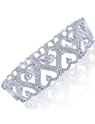 14k White Gold Womens Diamond Heart Bracelet 26.6g 7.5 inches (6.60Cttw, VS Clarity, F Color)