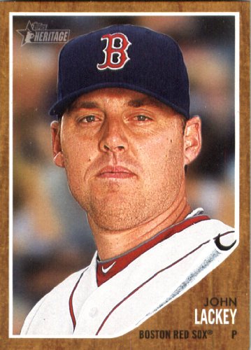 2011 Topps Heritage Baseball Card # 336 John Lackey - Boston Red Sox - MLB Trading Card in Screwdown Case