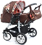 ADBOR Twin Pram DUO No.46 brown / orange flower ADBOR Twin Pram DUO No.46 brown / orange flower