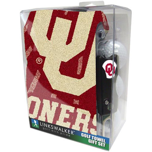 Oklahoma Sooners Ncaa Jacquard Golf Towel Gift Pack W/ Balls Repair Tool Marker