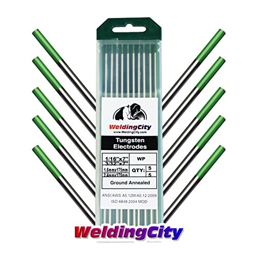 WeldingCity Pure (Green) Tungsten TIG Welding Electrodes Assorted Size 1/16