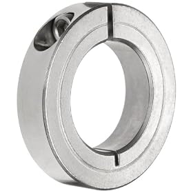 Climax H1C-031-S Shaft Collar, Stainless Steel, One Piece , Clamp Style, 5/16" Bore, 3/16" OD, 1/4" Wide, With 4-40 Clamp Screw