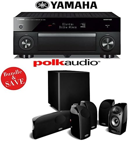 Yamaha RX-A1060BL AVENTAGE 7.2-Channel Dolby Atmos Network A/V Receiver + A Polk Audio TL1600 5.1 Home Theater Speaker Package
