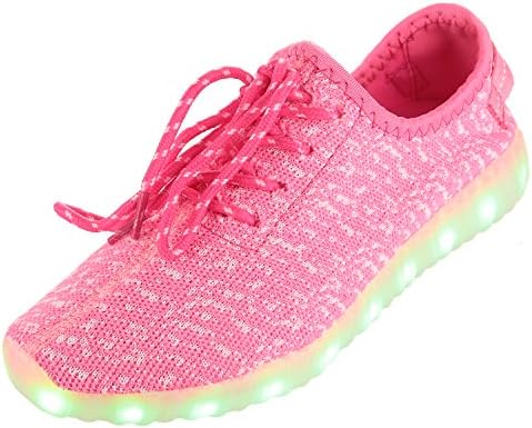 HOTAHOY Unisex Men Women LED Shoes 7 Colors Colorful Glowing Light Up USB Charging (38, Pink)