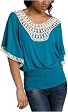 XOXO Juniors' Crochet Top,Turquoise,Small