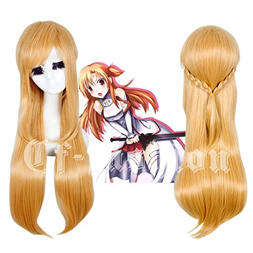 Cf-fashion Sword Art Online Asuna Yuuki Good Quality 900mm Cosplay Wig Woman's Hair Paty Cos Japanese Anime