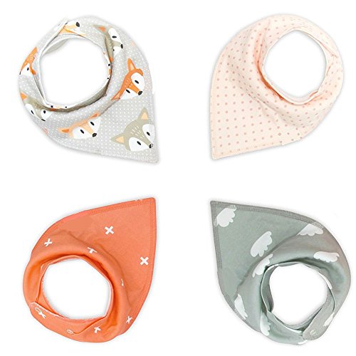 BOGZON Baby Bandana Drool Bibs For Boys & Girls, Pure & Absorbent & Organic Cotton Pinny, Double Cloth, Set of 4 (4 Different Kinds of Style )