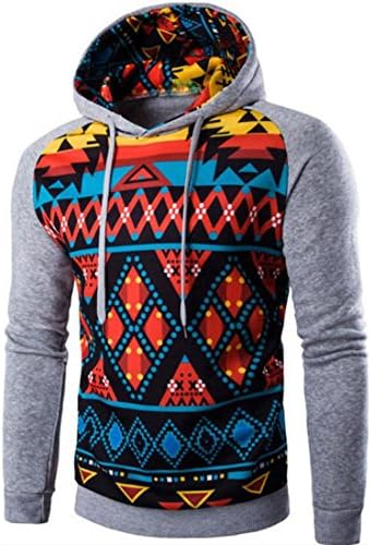 Mens Hoodies,Space Cotton Digital Tribal Printing Hooded Sweater M Light grey