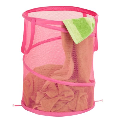 Honey-Can-Do HMP-03059 18.5 by 23.6-Inch Mesh Pop Open Laundry Hamper with Handles, Large, Pink