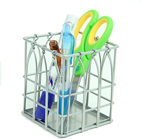 Station Pen &amp; Pencil Holder, Desk Organizer, Silver Matte Finish, Strong and Durable Design