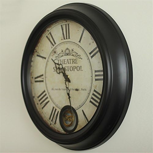 European antique black circle large wall clock mute England with a pendulum fashion creative home living room decorations