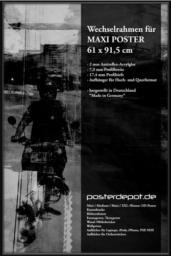 Bilderrahmen f. Maxi Poster - Größe 61 x 91,5 cm, Schwarz - Antireflex Acrylglas