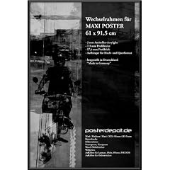 Bilderrahmen f. Maxi Poster - Gr��e 61 x 91,5 cm, Schwarz - Antireflex Acrylglas