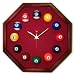 13in Octagon Billiard Clock Cherry & Burgandy Mali Felt