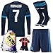 KID BOX® 2015/2016 #7 Blue Away Soccer Football Long Sleeve Jersey Sportswear Team Polo Shirt & Short & Sock & Key Chain & Soccer Bag FOR Kids 3-14 Years