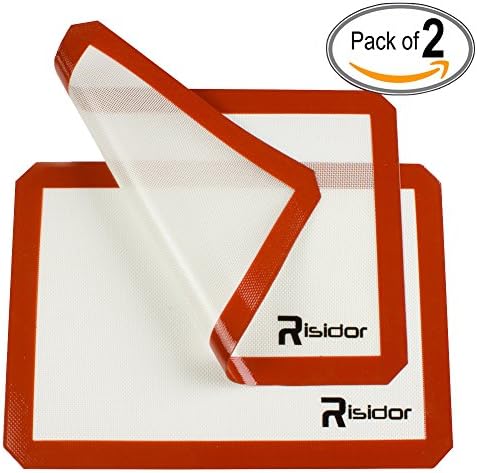 Risidor Silicone Baking Mat - Set of 2 Half Sheet (Thick &amp; Large 11 5/8" x 16 1/2") - Non-Stick Durable Reusable Heat Resistant - Macaron/Pastry/Cookie/Bun/Bread Making