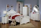 Alexandria Collection Young Girls 5PC Twin Size Poster Bed/Trundle Group in a White Pearl Finish